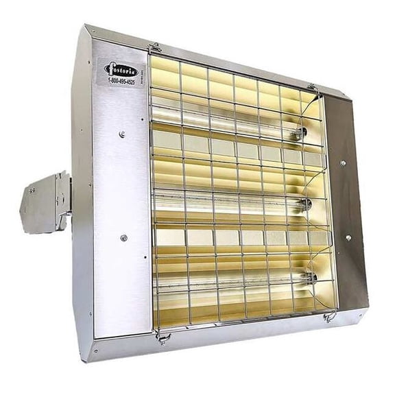 Infrared Quartz Electric Heater, 1, 3 Phase, Stainless Steel, 480V AC