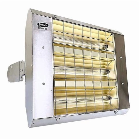 Infrared Quartz Electric Heater, 1, 3 Phase, Stainless Steel, 480V AC P-90-223-THSS