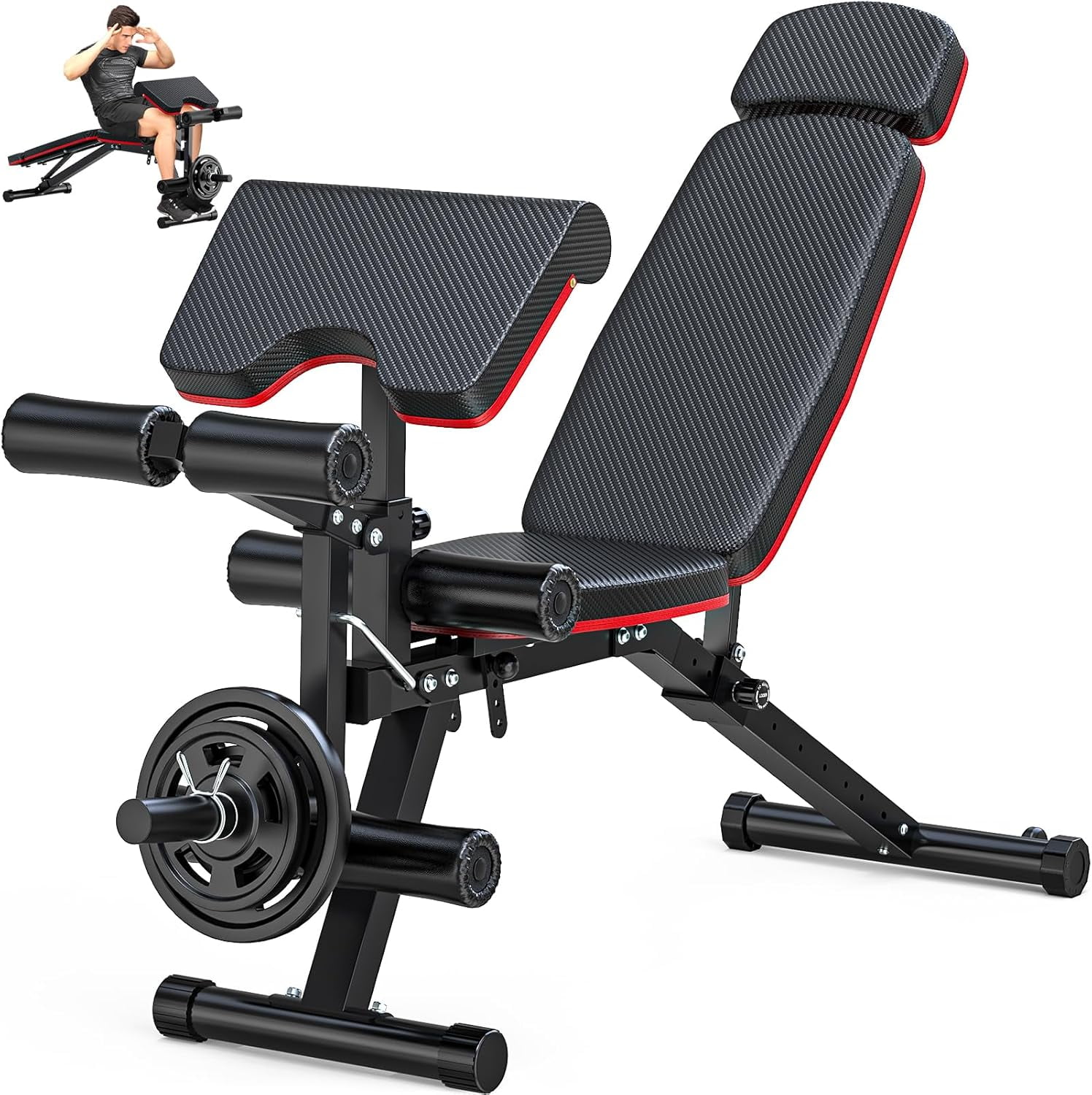 Fostoy Adjustable Weight Bench Press, 800 LB Stable Workout Bench for