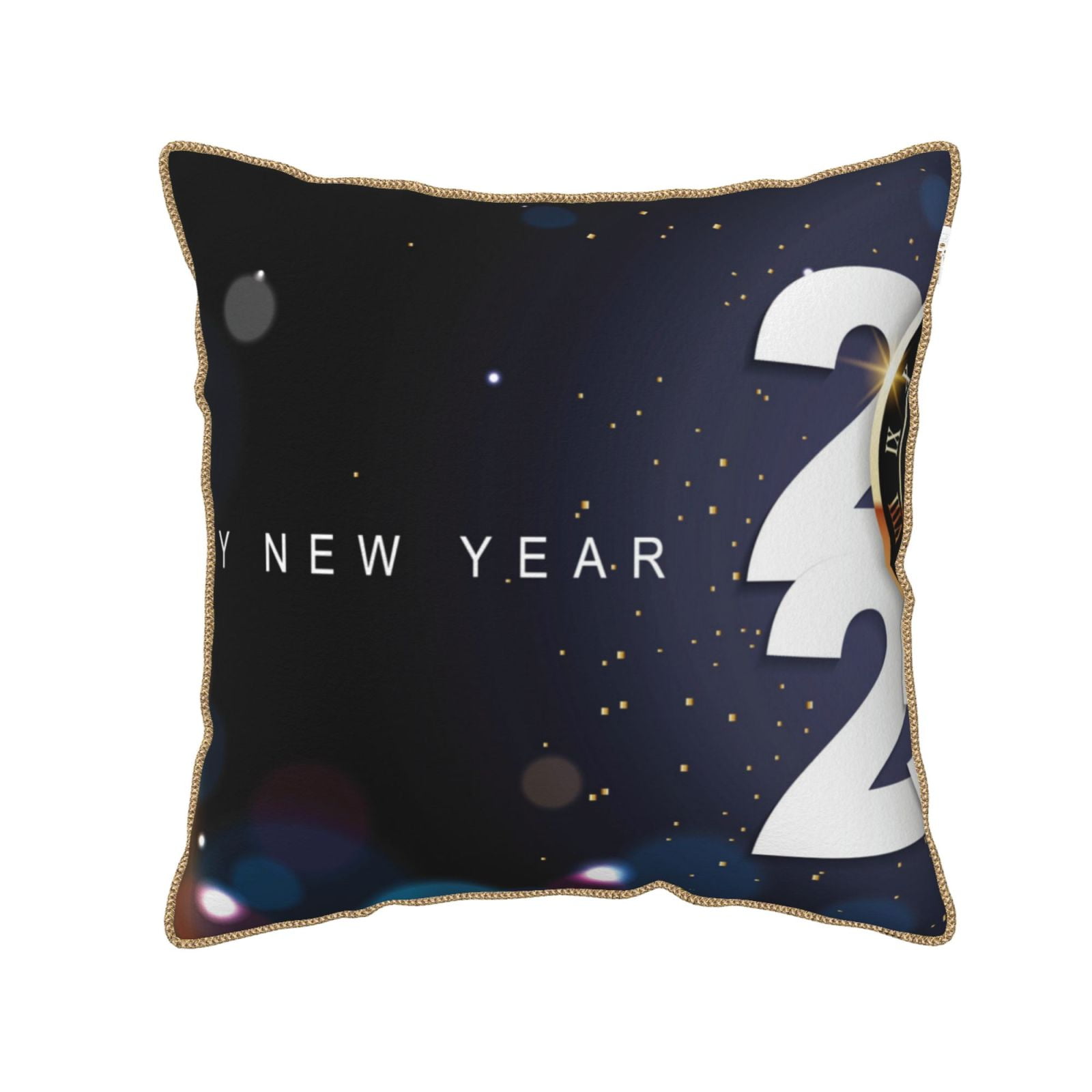 Fotbe 2025 Happy New Year 2 Pattern Velvet Decorative Throw Pillow