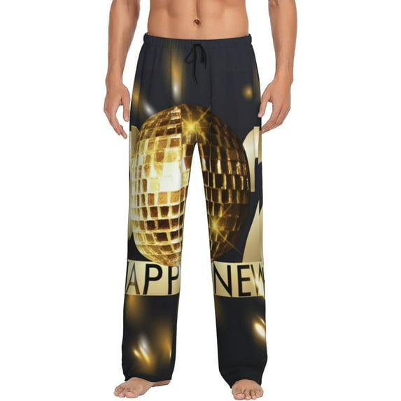 Fotbe 2025 New Year 3 Men's Pajama Pants,Sleepwear Pants,Pj Bottoms Drawstring And Pockets-X-Large