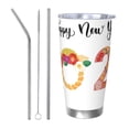 thumbnail image 1 of Fotbe 2025 New Year'S Pattern 20 oz Tumbler Stainless Steel Vacuum Insulated Coffee Ice Cup Double Wall Travel Flask Leak-proof Coffee Cup-Straw Three-piece Set, 1 of 8