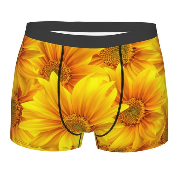 Fotbe 3D Sunflowers Men’s Total Support Pouch Boxer Briefs, X-Temp Cooling, Moisture-Wicking Underwear, Regular, Long-leg and Trunk-Medium