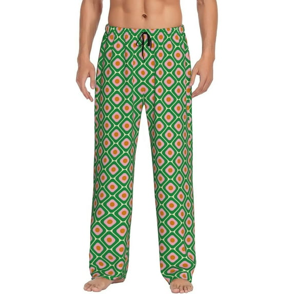 Fotbe 60s and 70s Style Men's Pajama Pants,Sleepwear Pants,Pj Bottoms Drawstring And Pockets-Small