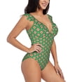 thumbnail image 1 of Fotbe 60s and 70s Style Women's Tummy Control Swimsuits Slimming One Piece Bathing Suit Ruffle Wrap V Neck Swimwear-, 1 of 8