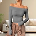 thumbnail image 1 of Womens Off The Shoulder Tops Long Sleeve Basic T Shirts Going Out Cute Fall Fashion 2024 Women Thermal Tops Pack Thermal Shirts for Men Long Sleeve Cold Weather Specific Heart Women's Yoga Jacket 1/2, 1 of 8