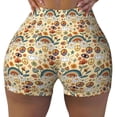 thumbnail image 1 of Fotbe 70s Hippie Style Seamless Shorts, Womens Workout Shorts High Waist Stretch Booty Short for Gym/Yoga/Running/Biking-X-Large, 1 of 9