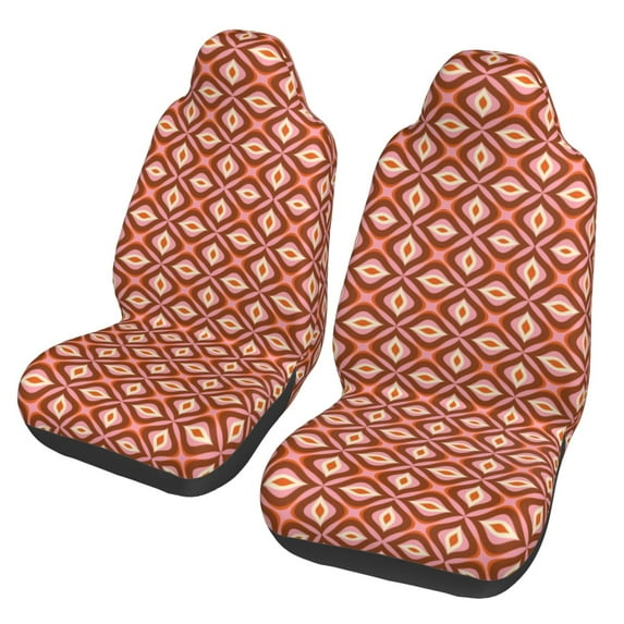 Fotbe 70s Retro Style Pattern Automotive Seat Covers for Cars Trucks and SUVs – Car Seat Covers for Front Seats,Protective Seat Covers,Vehicle Seat Covers, Set of 2
