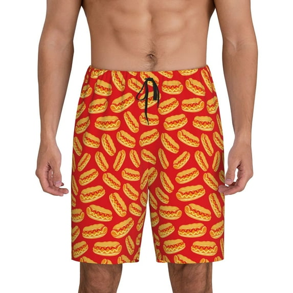 Fotbe A Big Hot Dog Pajama Shorts for Men, Men's Pajama Bottoms, Sleepwear,Short Pajama Pants-4X-Large