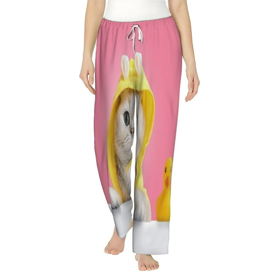 Fotbe A Funny Cat Women's Pajama Pants,Sleepwear Pants,Pj Bottoms Drawstring And Pockets-Small