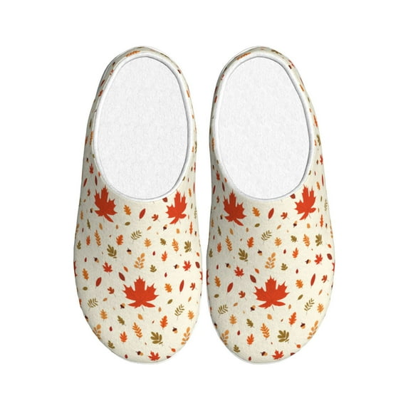 Fotbe A Simple Autumn Pattern Women's Fuzzy Curly Fur Memory Foam Loafer Slippers Indoor Outdoor Slippers Winter Home Shoes-35/36