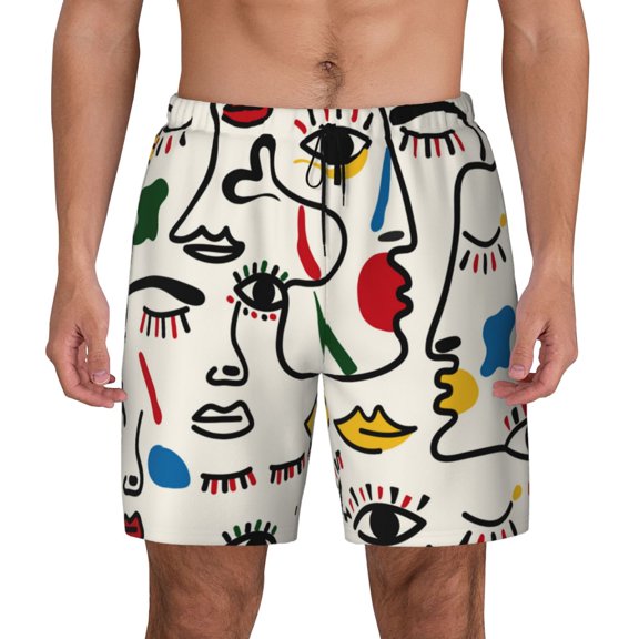 Fotbe Aabstract Eyes Men’s Swim Trunks Quick Dry Swim Shorts Board Shorts with Mesh Lining-X-Large