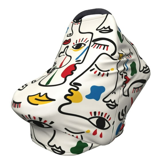 Fotbe Aabstract Eyes Pattern Car Seat Covers for Babies, Nursing Breastfeeding Cover Infant Carseat Canopy, Soft Stretchy Carrier Cover