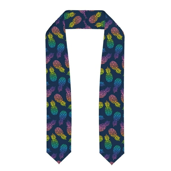 Fotbe Abstract Bright Pineapple Fruit Retro Printed Class of 2024 Graduation Stole