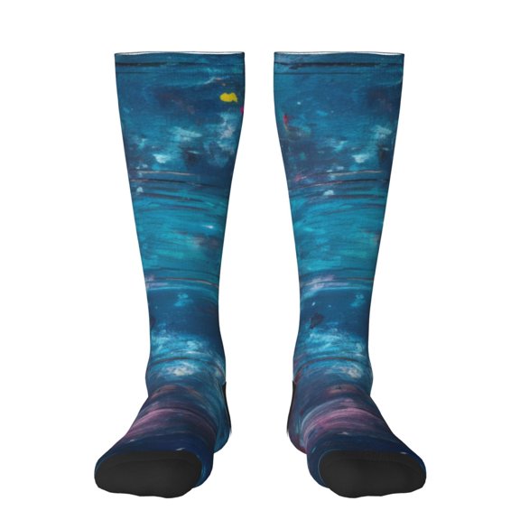 Fotbe Abstract Colorful Art Supplies print Women's Men's Novelty Crew Socks Cotton Socks Knee High Socks for Walking,Running,Nurses,Pregnancy