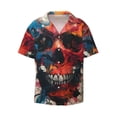 thumbnail image 1 of Fotbe Abstract Colorful Skull Art print Short Sleeve Button Down Shirts for Men Casual Summer Beach Wrinkle Free Shirt-XX-Large, 1 of 7