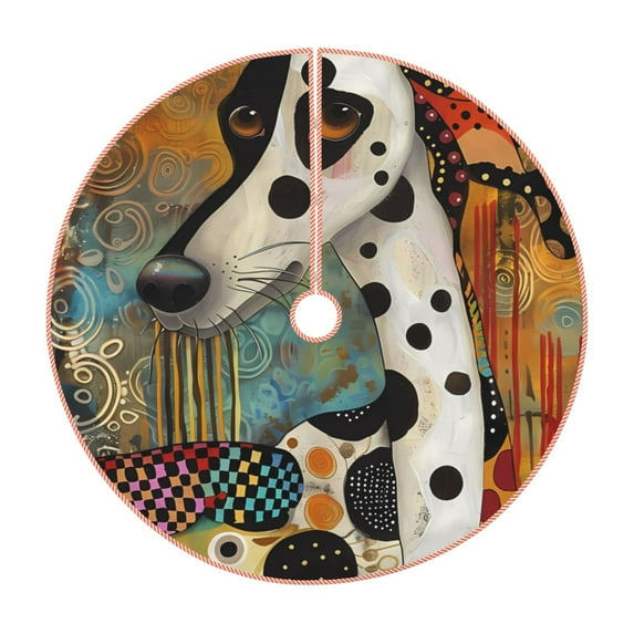 Fotbe Abstract Dalmatian Art Pattern Christmas Tree Skirt, Tree Skirts Plush Christmas Decorations, Christmas Tree Skirts Xmas Decorations Holiday Party Decor-30"