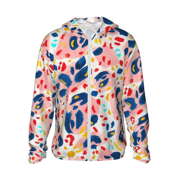 Fotbe Abstract Leopard Print Men's Women's UPF 50+ Sun Protection Jacket Hooded Cooling Shirt with Pockets Hiking Outdoor Performance-Large