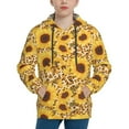 thumbnail image 1 of Fotbe Abstract Leopard Print Sunflower Pattern Youth Pullover Hooded Sweatshirt, Boys Hoodie, Kangaroo Pocket Hoodie for Kids Girls -Large, 1 of 6