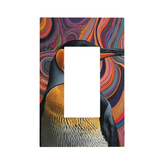 Fotbe Abstract Pattern Penguin Print Duplex Receptacle Wall Plate, 1-Gang 5.0" x3.0" Wall Outlet Covers, Dual Outlet Faceplates Covers, Color-matched Screws Included-Style U