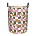 thumbnail image 1 of Fotbe Abstract Pink Plaid Butterfly Pattern Laundry Basket with Handles, Waterproof Large Laundry Hamper, Wash Bag for Corner Dorm, Rolling Laundry Basket with Handles-Small, 1 of 6