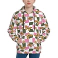 thumbnail image 1 of Fotbe Abstract Pink Plaid Butterfly Pattern Youth Pullover Hooded Sweatshirt, Boys Hoodie, Kangaroo Pocket Hoodie for Kids Girls -X-Large, 1 of 6