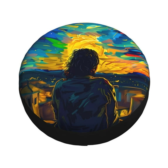 Fotbe Abstract Starry Sky Spare Tire Cover Thickening Universal Fit for Jeep, Trailer, RV, SUV, Truck, Tough Tire Wheel Soft Cover-16 inch