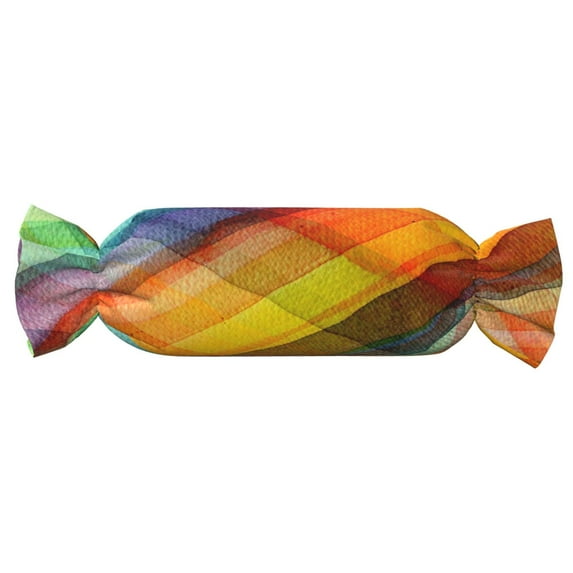 Fotbe Abstract Watercolors Tartan Pattern Cervical Neck Pillow, Candy Pillow, Roll Foam Pillows, Bolster Pillow, Round Neck Pillows Support for Sleeping | Bolster Pillow