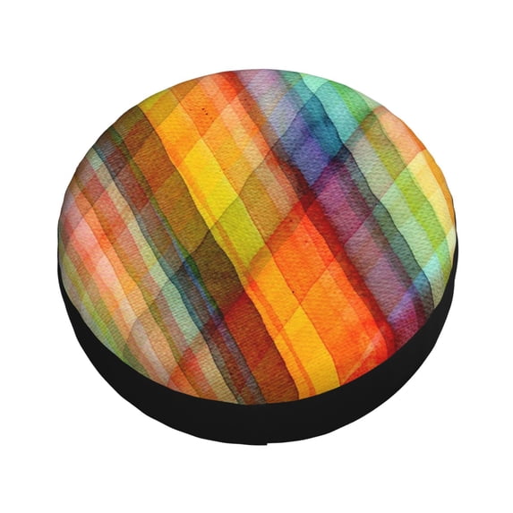 Fotbe Abstract Watercolors Tartan Spare Tire Cover Thickening Universal Fit for Jeep, Trailer, RV, SUV, Truck, Tough Tire Wheel Soft Cover-17 inch