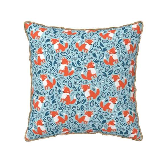 Fotbe Abstract leaves fox Pattern Velvet Decorative Throw Pillow Covers with Elegant Piping, Soft Plush Cushion Cover for Sofa, Bed, Car, Office-20"x20"