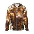 thumbnail image 1 of Fotbe Adorable Calf Butterflies Champagne Men's Women's UPF 50+ Sun Protection Jacket Hooded Cooling Shirt with Pockets Hiking Outdoor Performance-3X-Large, 1 of 8