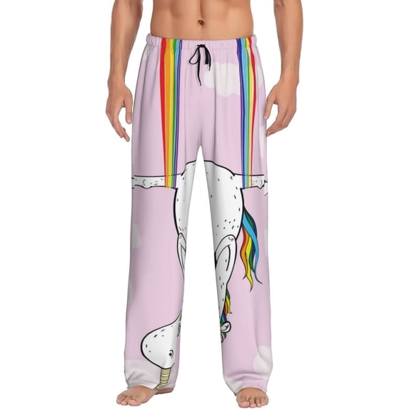 Fotbe Aerial Yoga for Unicorn Men's Pajama Pants,Sleepwear Pants,Pj Bottoms Drawstring And Pockets-Small
