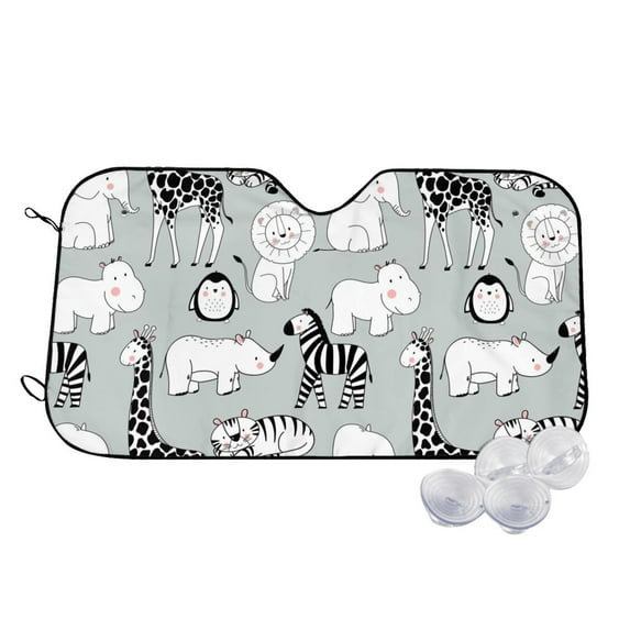 Fotbe African Animals Car Windshield Sunshade | Sun Visor Protector Front Window Shade, Keeps Out UV Rays, Keeps Your Vehicle Cool-Medium