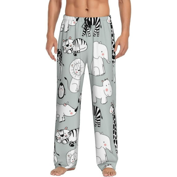 Fotbe African Animals Men's Pajama Pants,Sleepwear Pants,Pj Bottoms Drawstring And Pockets-XX-Large