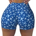 thumbnail image 1 of Fotbe Airplanes in the Sky Seamless Shorts, Womens Workout Shorts High Waist Stretch Booty Short for Gym/Yoga/Running/Biking-Large, 1 of 9