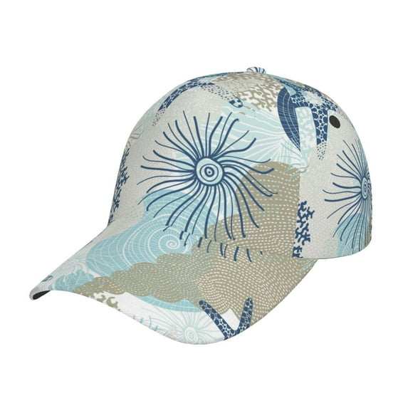 Fotbe Algae Corals And Seashells Baseball Cap, Algae Corals And Seashells Print Dad Hat,Outdoor Hat,Adjustable Sports Cap, Perfect For Activities