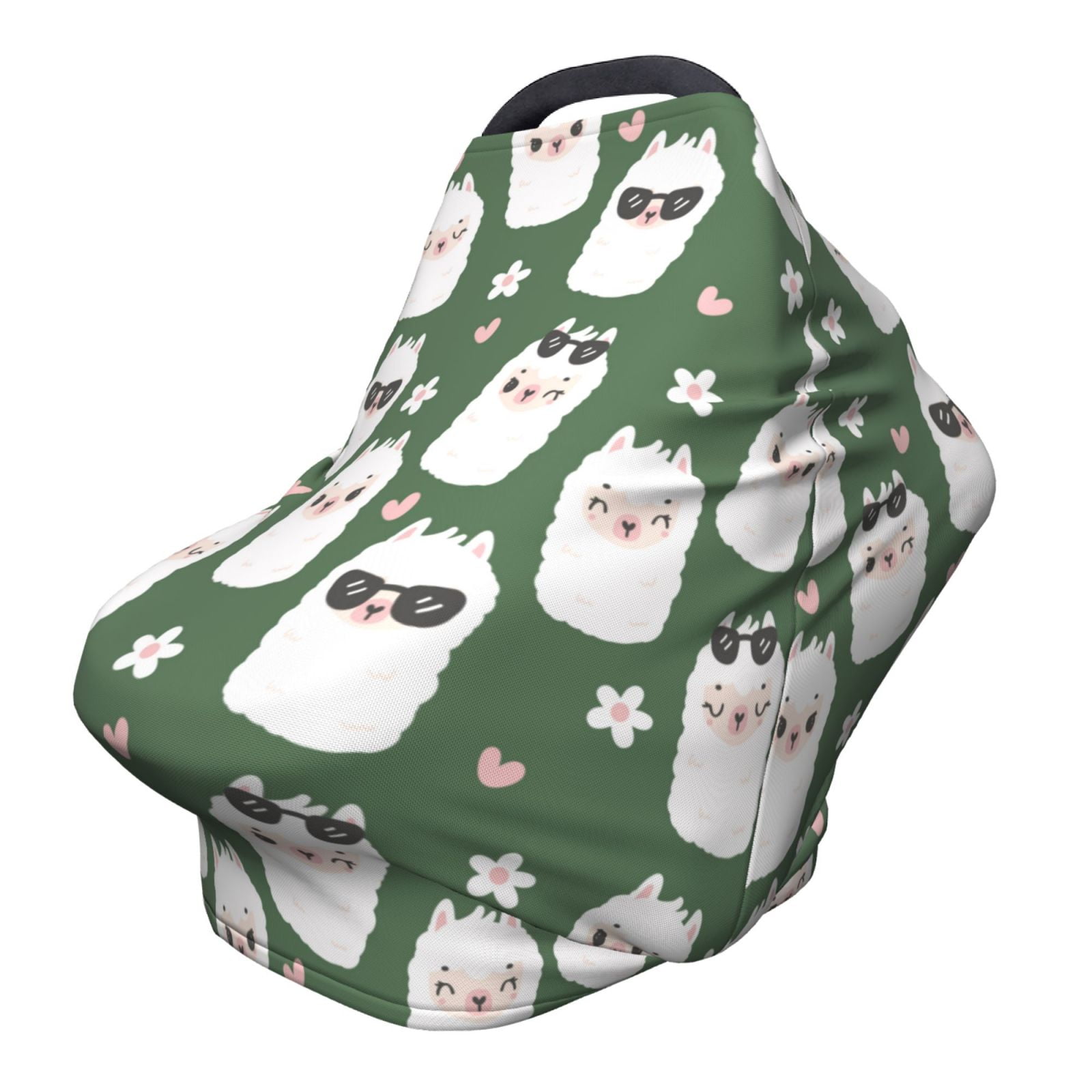 Fotbe Alpaca Faces Pattern Car Seat Covers for Babies, Nursing Breastfeeding Cover Infant Carseat Canopy, Soft Stretchy Carrier Cover