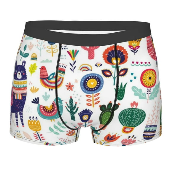 Fotbe Alpaca Flower Men’s Total Support Pouch Boxer Briefs, X-Temp Cooling, Moisture-Wicking Underwear, Regular, Long-leg and Trunk-Large