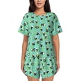thumbnail image 1 of Fotbe Alphabet And Panda Print Pajama Set for Women 2 Piece Loungewear Short Sleeve Tops and Shorts Set Soft Sleepwear-X-Large, 1 of 7