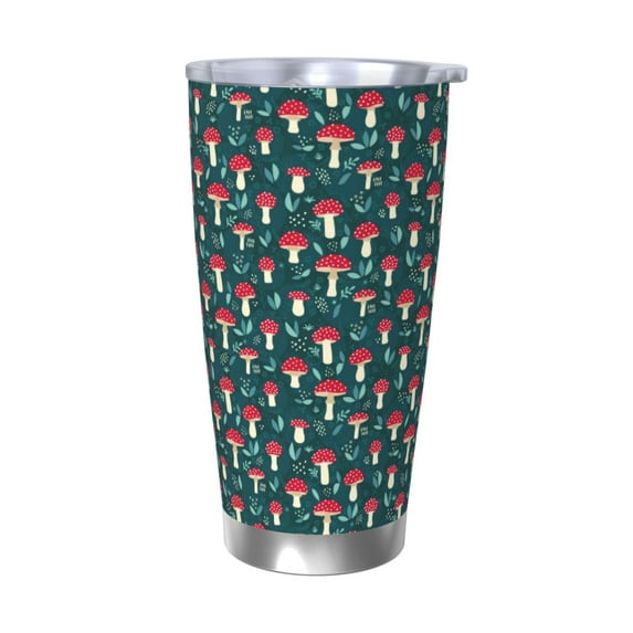 Fotbe Amanita Mushroom Pattern 20 oz Tumbler Stainless Steel Vacuum Insulated Coffee Ice Cup Double Wall Travel Flask Leak-proof Coffee Cup-Without Straw