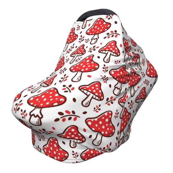 Fotbe Amanita Red Mushroom Pattern Car Seat Covers for Babies, Nursing Breastfeeding Cover Carseat Canopy, Soft Stretchy Carrier Cover