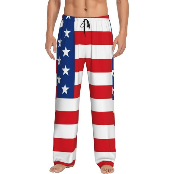 Fotbe America Flags3 Men's Pajama Pants,Sleepwear Pants,Pj Bottoms Drawstring And Pockets-Large