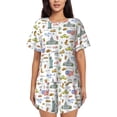 thumbnail image 1 of Fotbe America Landmarks Print Pajama Set for Women 2 Piece Loungewear Short Sleeve Tops and Shorts Set Soft Sleepwear-Small, 1 of 7