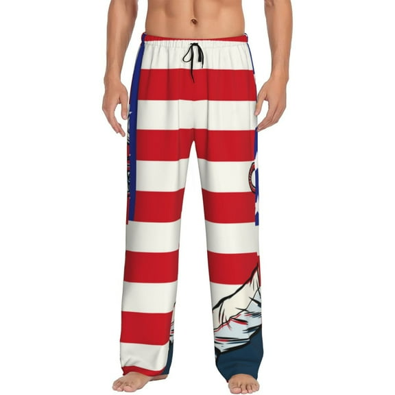 Fotbe American Astronaut Runs Forward Men's Pajama Pants,Sleepwear Pants,Pj Bottoms Drawstring And Pockets-Medium