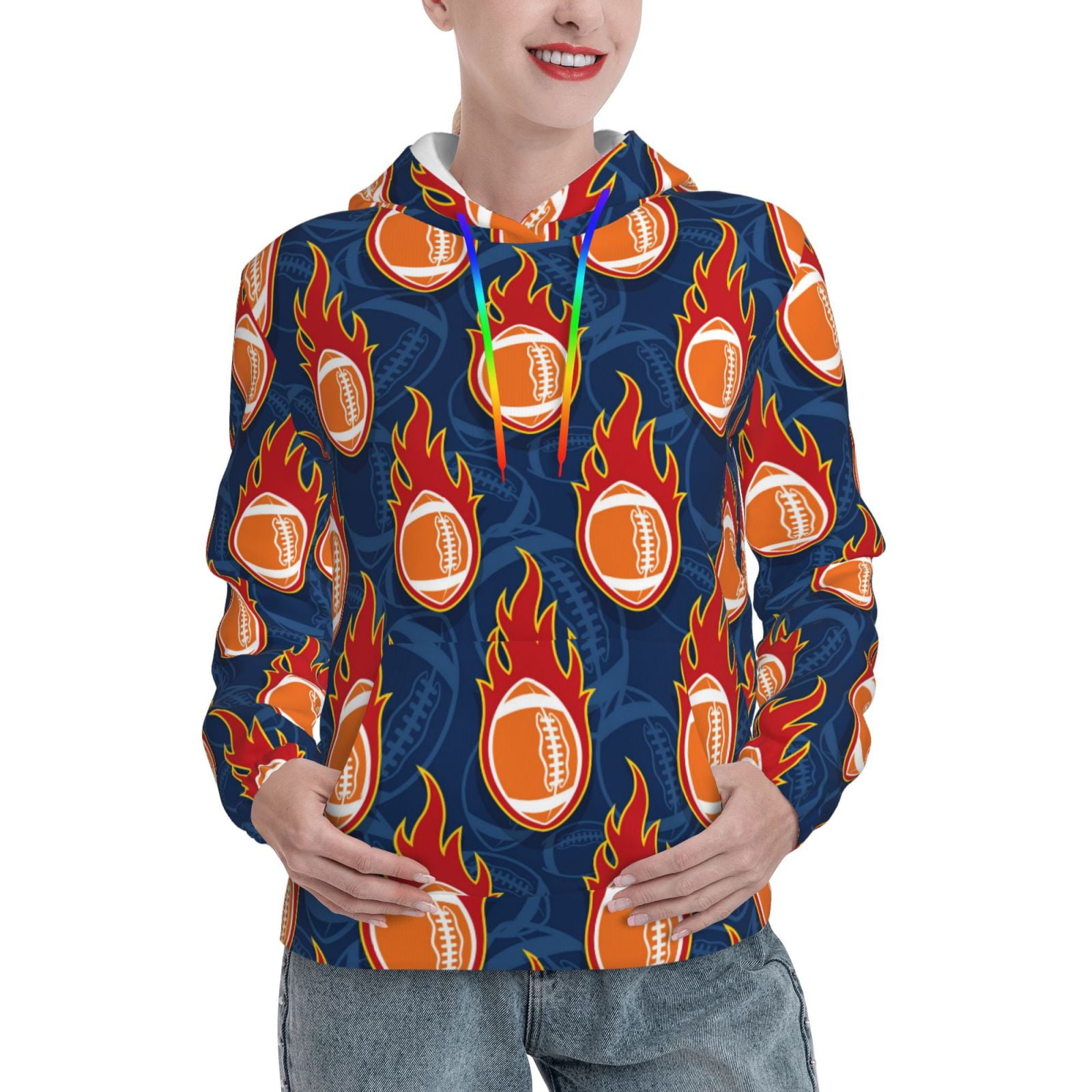 Baseball Fire Pattern Print Women's Sweatshirt