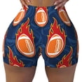 thumbnail image 1 of Fotbe American Football and Fire Flames Seamless Shorts, Womens Workout Shorts High Waist Stretch Booty Short for Gym/Yoga/Running/Biking-Large, 1 of 9
