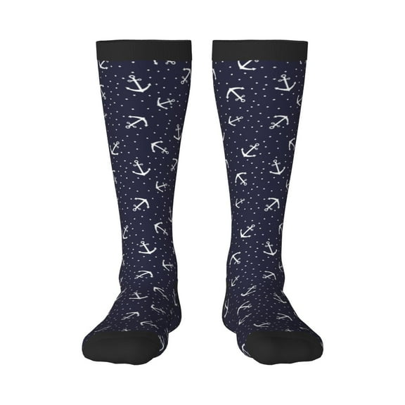 Fotbe Anchor print Women's Men's Novelty Crew Socks Cotton Socks Knee High Socks for Walking,Running,Nurses,Pregnancy