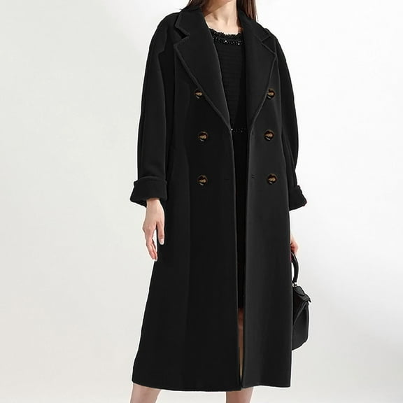 Womens Fit Mid Long Double Coat Lapel Jacket Overcoat Outwear Trench Windbreaker Women Cute Winter Coat Warm Clothes for Women plus Size Women Long Coats Zip up Wool Coat Women Womens Rain Coat plus