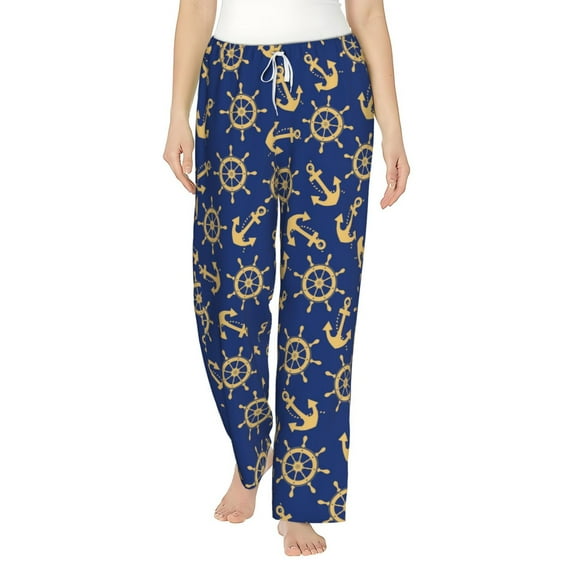 Fotbe Anchors and Nautical Women's Pajama Pants,Sleepwear Pants,Pj Bottoms Drawstring And Pockets-X-Large