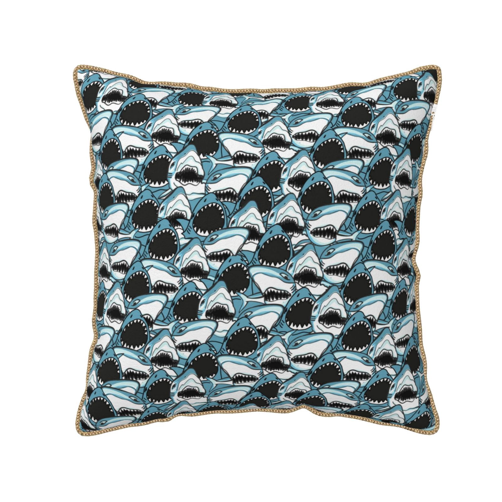 Fotbe Angry Shark Pattern Velvet Decorative Throw Pillow Covers with ...